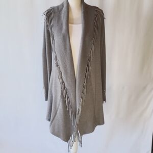 White House Black Market Fringe Collar Cardigan